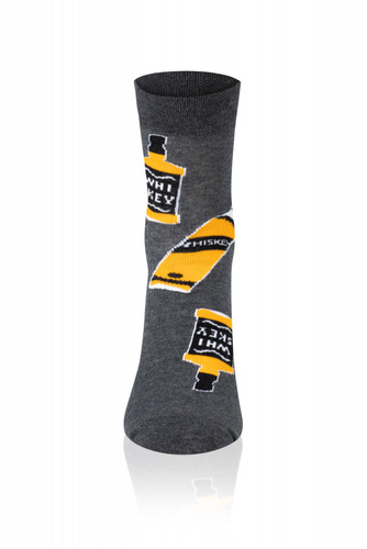 S121Z Whiskey Long Socks Italian Fashion - tmavý melír/žltá