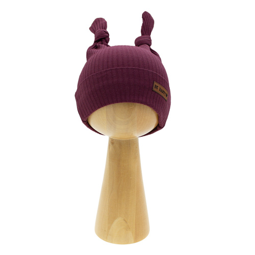 217054 Bavlnená čiapka Alisa Nicol - bordová s uzlami