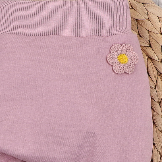 NINI Little flowers detské nohavice z organickej bavlny s výšivkou ABN-5760/ROZ