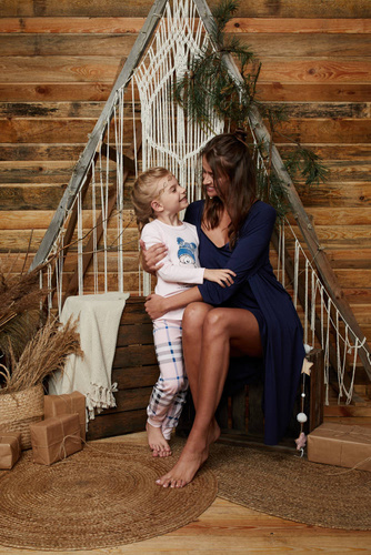 Song Dámsky župan s 3/4 rukávmi Italian Fashion - tmavomodrý