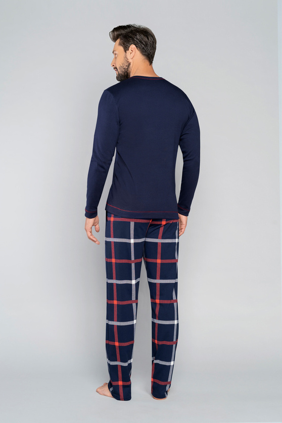 Horton Pánske pyžamo s dlhým rukávom, dlhé nohavice Talianska móda - námornícka modrá/potlač