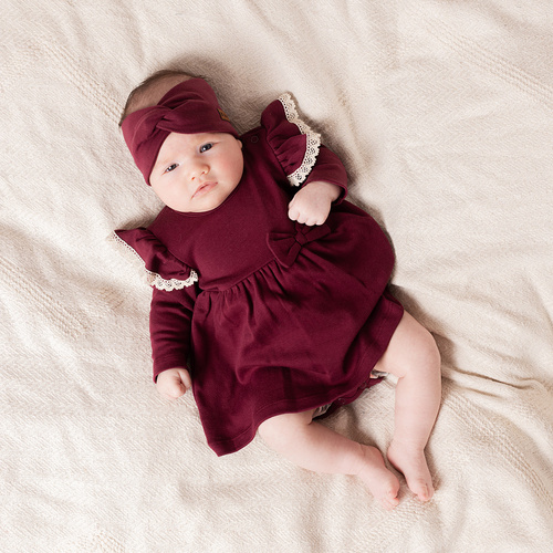 217066 Bavlnená rebrovaná čelenka Alisa Nicol - bordová