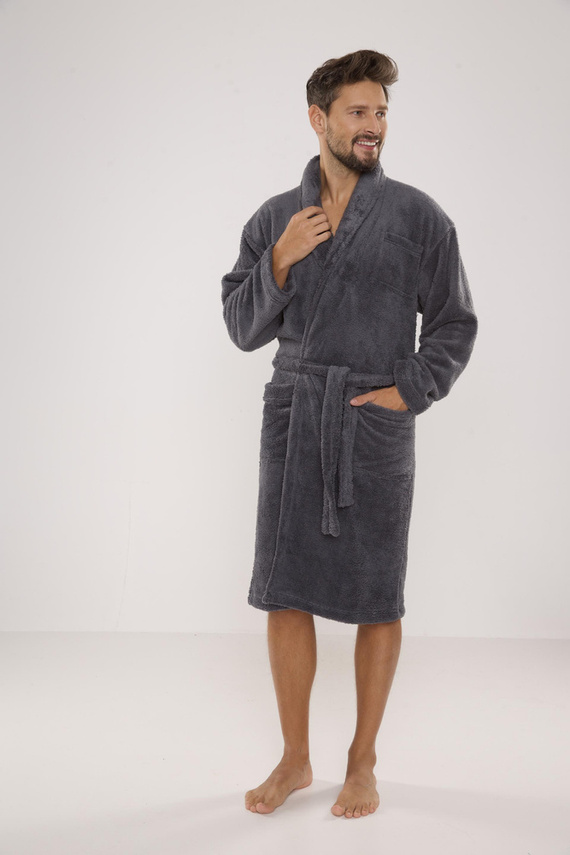 811 De Lafense pánsky plyšový župan - sivý