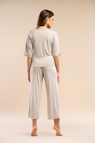 Dámske pyžamo MK34 Only You beige Belle Reverie - viskóza, krátky rukáv, ľahké a zmyselné