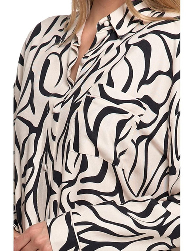 PDK4800-003 Moraj krémová nočná košeľa - viskóza, dlhý rukáv, zapínanie na gombíky