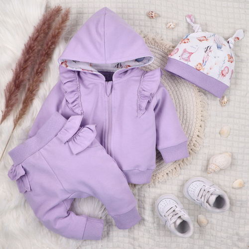 ABN-5488 Podvodný svet Nine mikina z organickej bavlny, fialová, zips, kapucňa