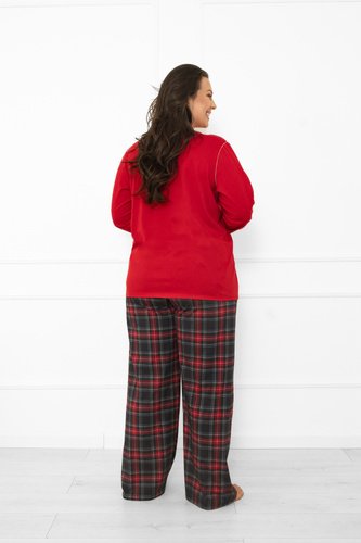 Dámske pyžamo Italian Fashion v červenej farbe - bavlna, dlhý rukáv a nohavice, károvaná