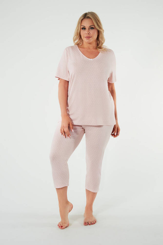 Puntini Dámske pyžamo s krátkym rukávom, 3/4 nohavice Italian Fashion - púdrovo ružová