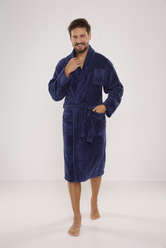 811 De Lafense pánsky plyšový župan - denim