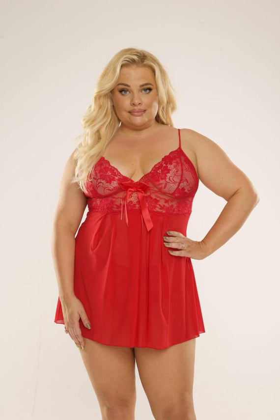 901 Agathe Plus Size Halter Nightdress + Forex šortky - červená