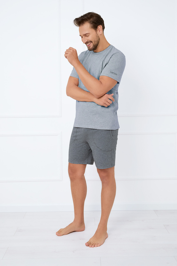 Krystian Pánske pyžamo s krátkym rukávom, šortky Italian Fashion - melange