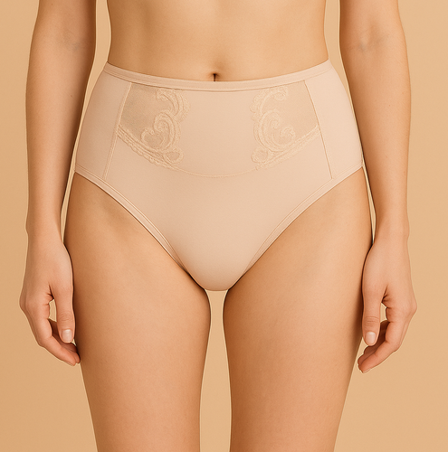 Dámske nohavičky VF-474/469 - vysoký strih, čipka, komfort Vena nude