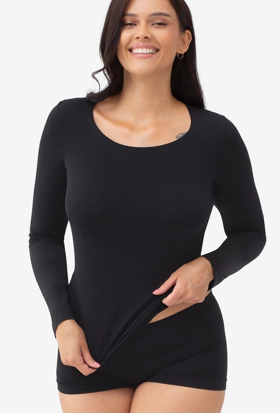 Gatta T-Shirt L 2635 čierne dámske bezšvové tričko s dlhým rukávom z mikrovlákna