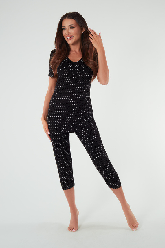 Puntini Dámske pyžamo s krátkym rukávom a 3/4 nohavicami Italian Fashion - čierne