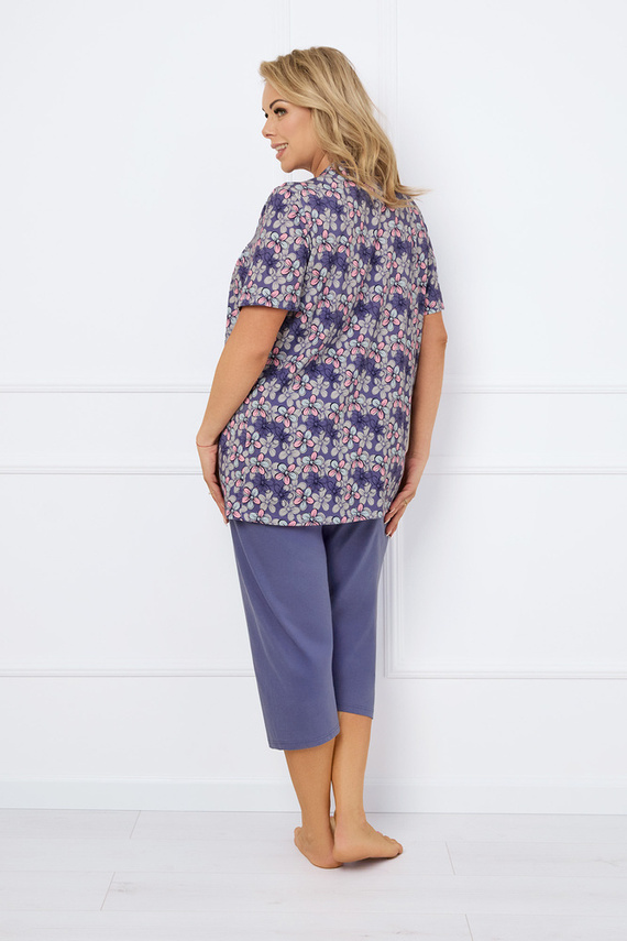 Bonaria Dámske pyžamo s krátkym rukávom, 3/4 nohavice Talianska móda - potlač/džínsy