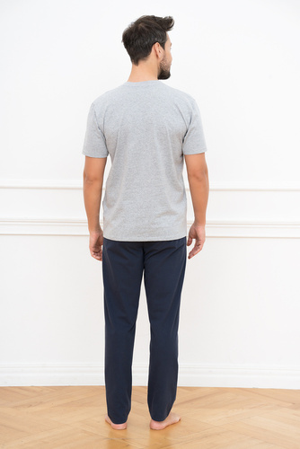 Alcest Pánske pyžamo s krátkym rukávom a dlhými nohavicami Italian Fashion - tmavomodré