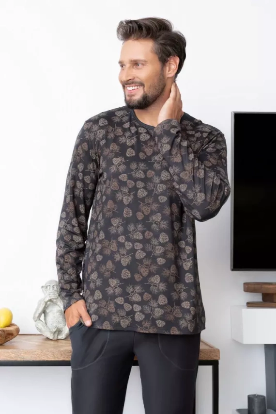 Pinus Pánske pyžamo s dlhým rukávom, dlhé nohavice Italian Fashion- print/graphite
