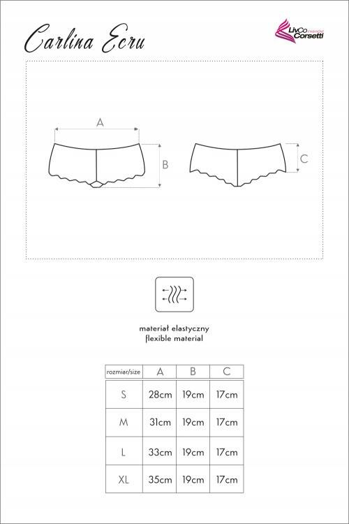 Carlina Ecru LC 6072 Dámske čipkované šortky LivCo Corsetti Fashion ecru