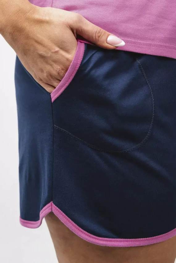 Ontega Dámske pyžamo s krátkym rukávom, šortky Italian Fashion- amarantová/ tmavo modrá