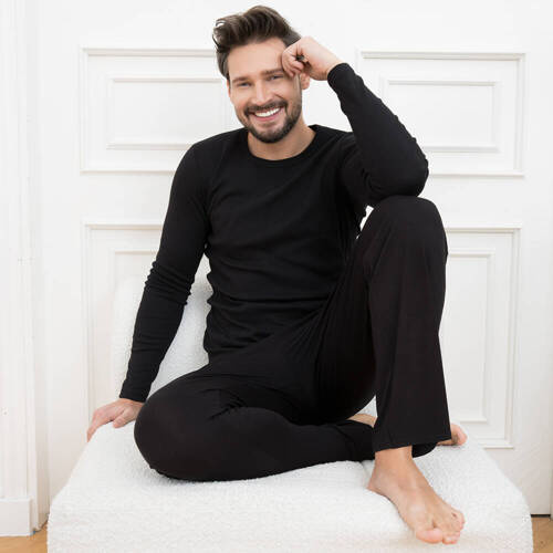 Paco Pánska vesta s dlhým rukávom Italian Fashion - čierna