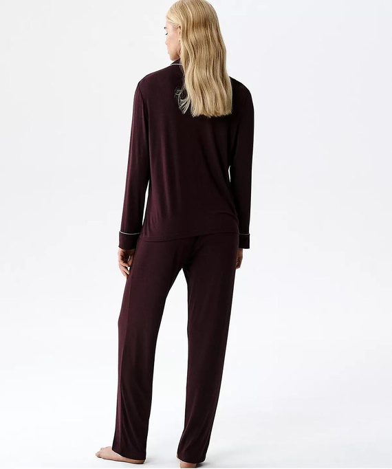 Dámske pyžamo Atlantic NLP-495 z modalu s golierom a dlhými nohavicami