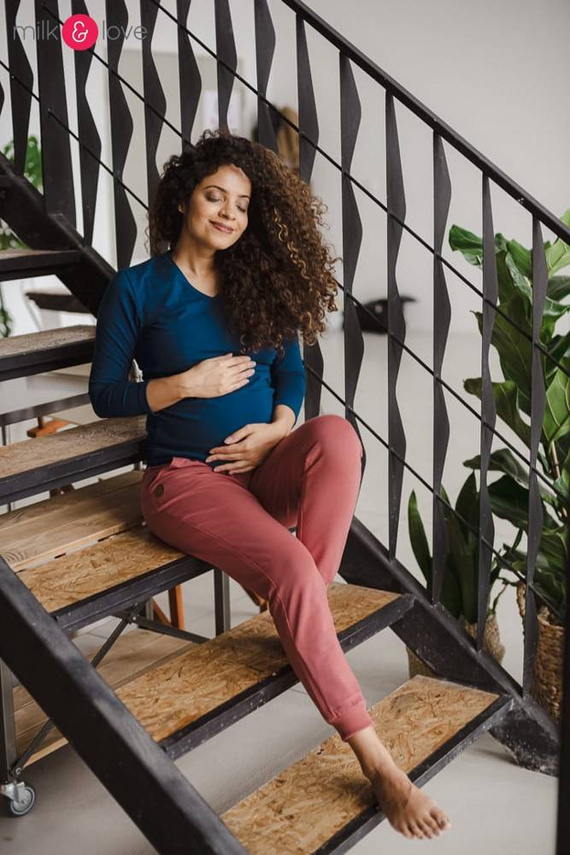 Spodnie dresowe ciążowe Milk&Love niebieski dusty cedar