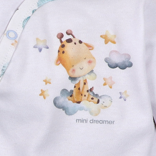 ABN-5602 Nini Little Dreamers obálkové body z organickej bavlny pre dojčatá - bezniklové zapínanie, 100% bezpečnosť