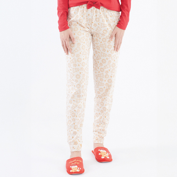 Gretel Dámske pyžamo Sorbetto red - slávnostné, dĺžka. rukáv, perníková potlač