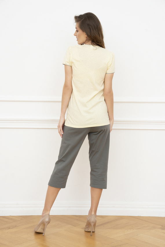 Dámske pyžamo Felicita s krátkym rukávom - žlté