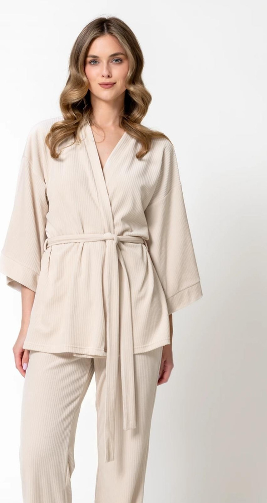 Leveza Darlin 1816 Dámske velúrové pyžamo 3/4 komplet homewear Sahara
