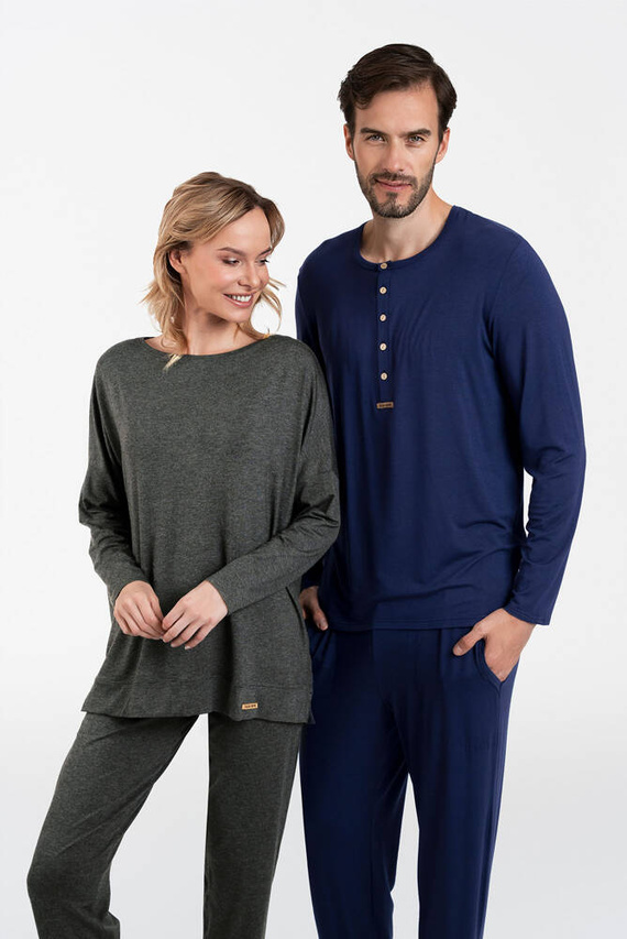 Akord Dámska súprava s dlhým rukávom a dlhými nohavicami Italian Fashion - dark melange