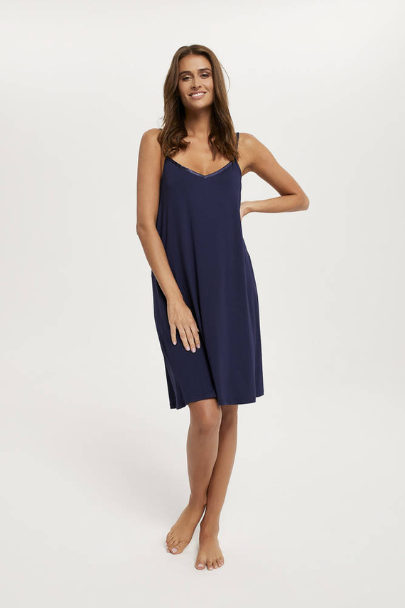 Song Dámska nočná košeľa s úzkymi ramienkami Italian Fashion - tmavomodrá