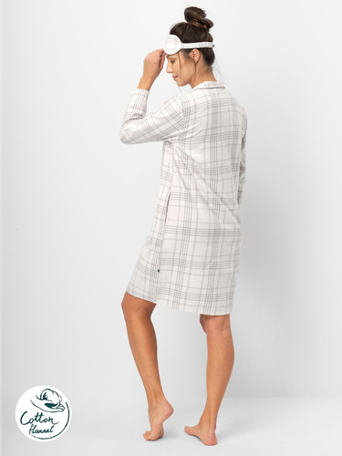 Dámska košeľa Key LND 401 svetlo ružová - bavlnený flanel, dlhý rukáv, gombíky