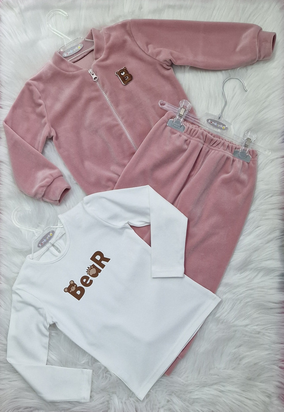 Detská tepláková súprava Bear velur Bambarillo pink | Soft set
