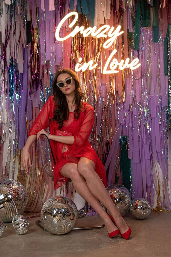 634 Nočná košeľa bez ramienok Florence + tangá Forex - červená