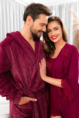 Zygmunt Pánsky župan s kapucňou Italian Fashion - bordový