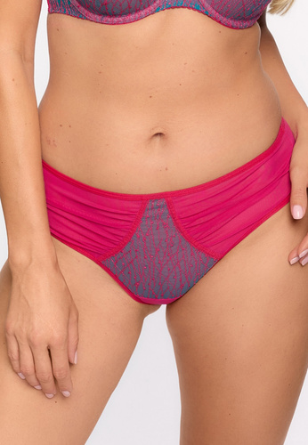 GFB 1295 Brazílske nohavičky Ariel Gaia - fuchsiovo-tyrkysové, tyl, výšivka, bavlnený klin