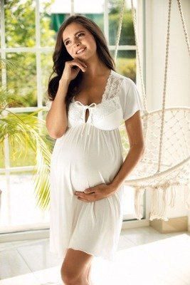 3012 Nočná košeľa pre tehotné a dojčiace ženy Lupoline ecru