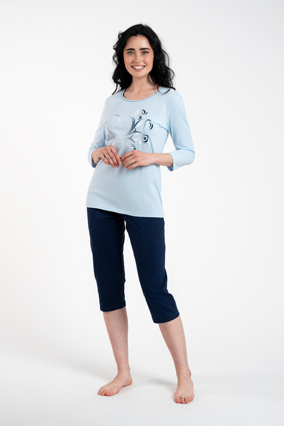 Arietta Dámske pyžamo s 3/4 rukávmi a 3/4 nohavicami Italian Fashion - modré