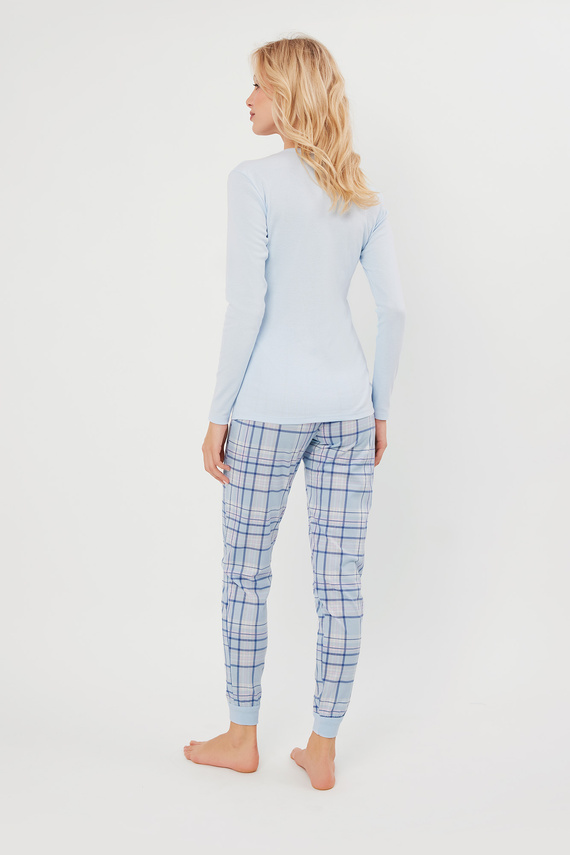 Katrin Dámske pyžamo s dlhým rukávom a dlhými nohavicami Italian Fashion - modrá/print