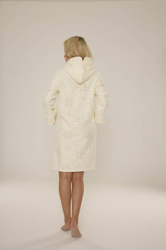 409 Žakárový krátky dámsky župan De Lafense - ecru