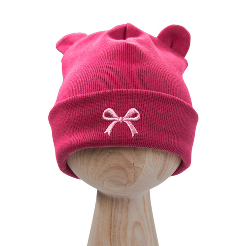 Fluffy Tails Detská čiapka Eevi - bordová, bavlnená, s ušami