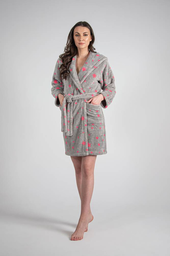 673 Stars Forex Dámsky krátky župan - sivý