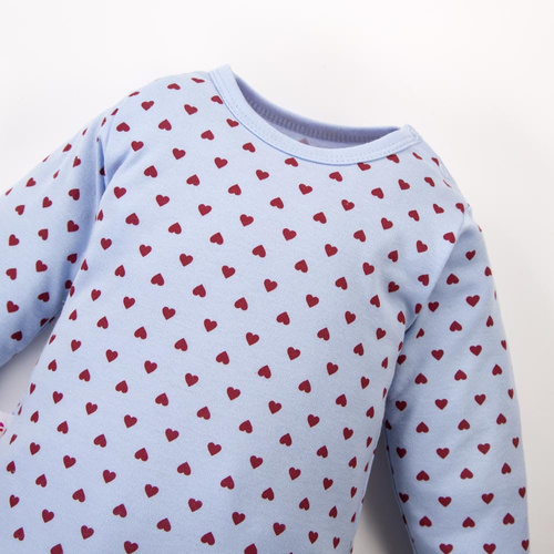 Dojčenské body Love Eevi modré so srdiečkami 100 % bavlna, celoprepínacie
