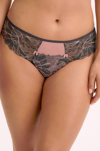 GFP 1318 Priya Brazílske dámske nohavičky Gaia - grafitovo ružové, čipkované a zmyselné