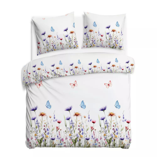 31512/1 Flannelove Darymex biela kvetinová posteľná súprava, 100 % bavlna, hrejivá a mäkká