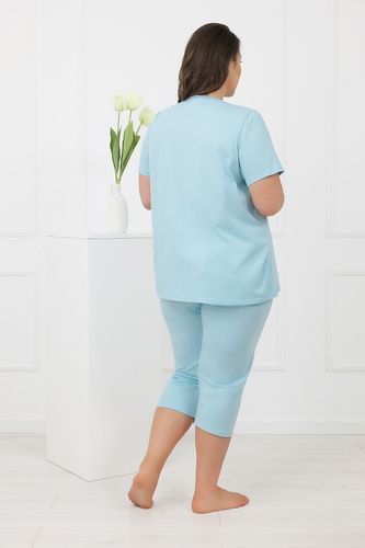 Hemaria Italian Fashion bavlnená dámska pižama 3/4 plus size tyrkysová