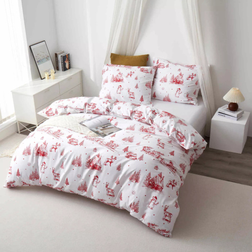 Laponia Vianočné posteľné prádlo z bavlneného saténu Spod Igły i Nitki biela červená - elegantné a mäkké