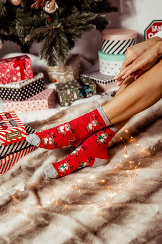 1283.002 Stojaci sob Milena - Dámske vianočné ponožky, červené