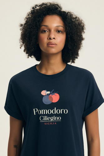 Dámska nočná košeľa 45183 Estes blue , bavlna, krátky rukáv, polokruhový výstrih, voľný strih